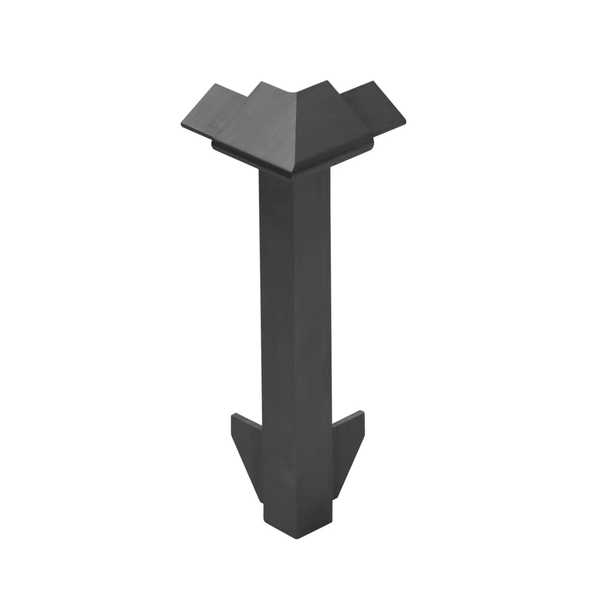 Front view of the black outside corner for balcony angle profile with drip edge for 22mm build-up. 60 mm panel height #A0005368 #FR0005368