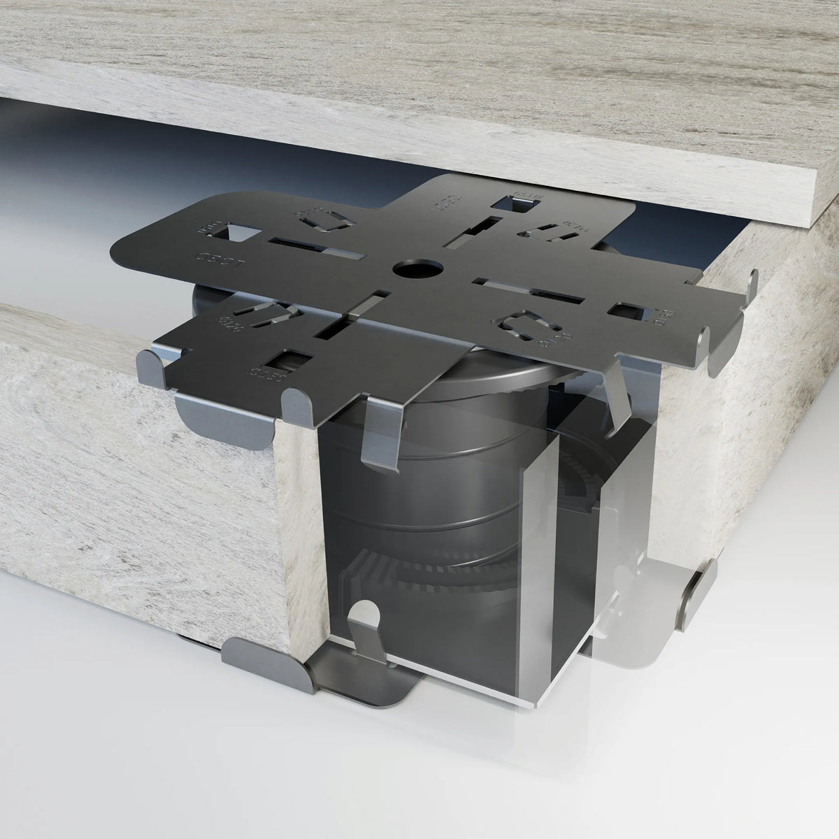 Ambience image of the metal clips for fixing tile slabs in corner areas