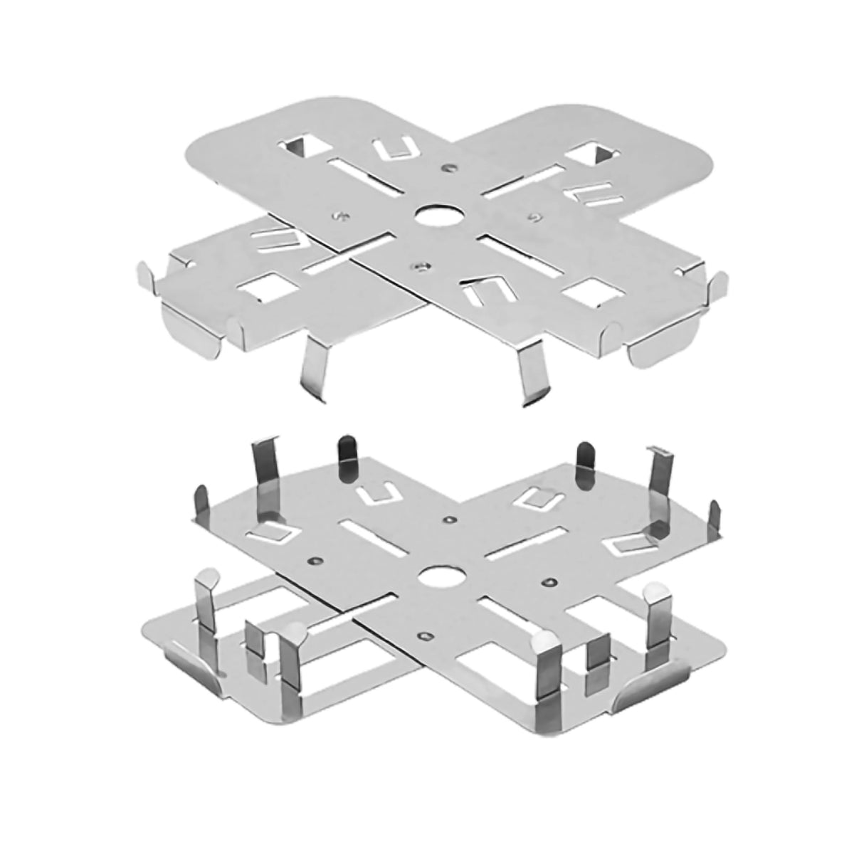 Metal clips for fixing tile slabs in corner areas