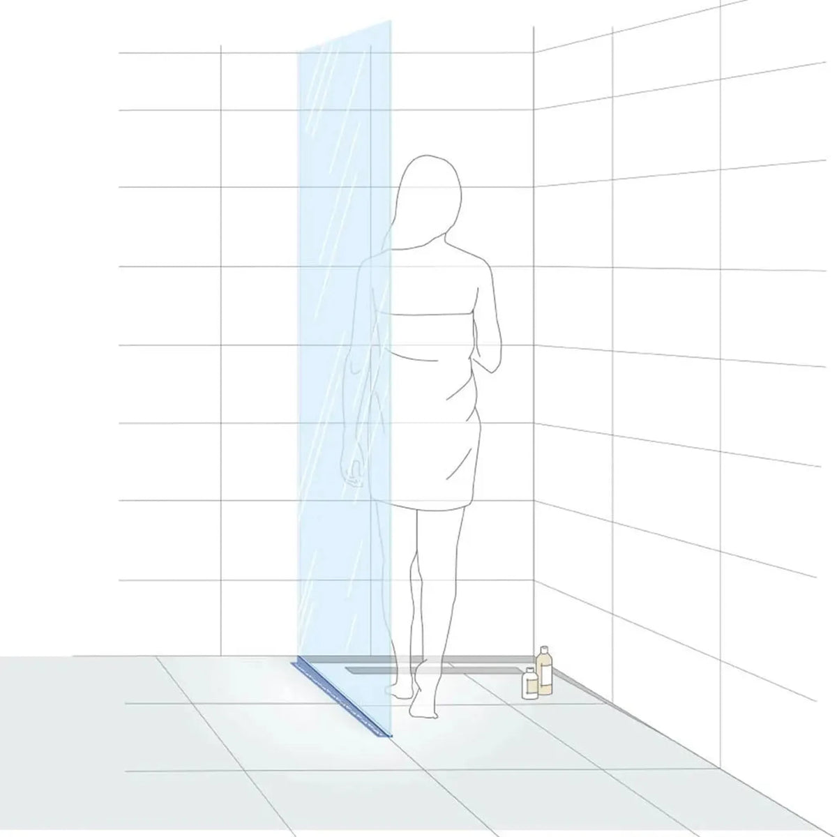 Cale de pente pour la prise de vue du verre , page de gauche Illustration avec femme dessinée dans la douche #FR0002772
#FR0002774
#FR0002776
#FR0002905