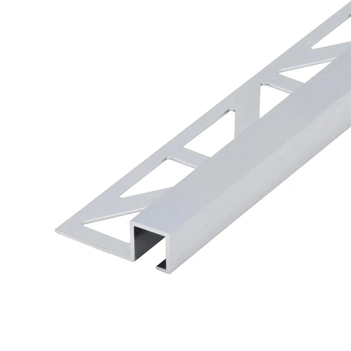 Close-up view of the silver anodised DURAL square profile aluminium with slight grinding pattern