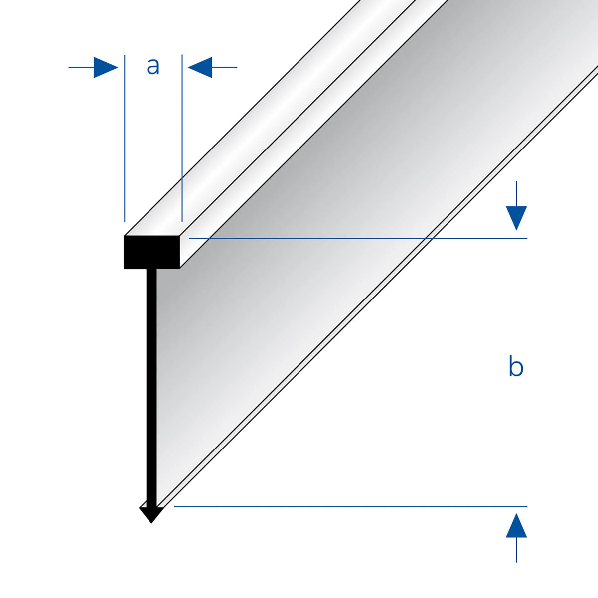 Profilé de séparation en forme de T en laiton pour terrazzo, grande variante 25 mm, dessin #A0005450