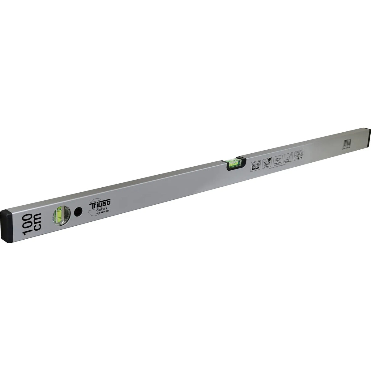 Triuso spirit level with 2 Libellen and silver anodised in 100cm length #A0005378