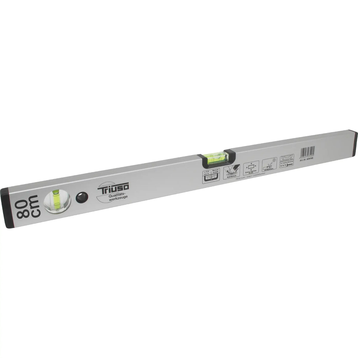 Triuso spirit level with 2 Libellen and silver anodised in 80cm length #A0005385
