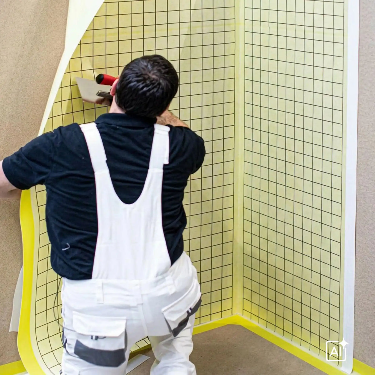 Ambientebild weiße Vliesstreifen an einer Wand installiert