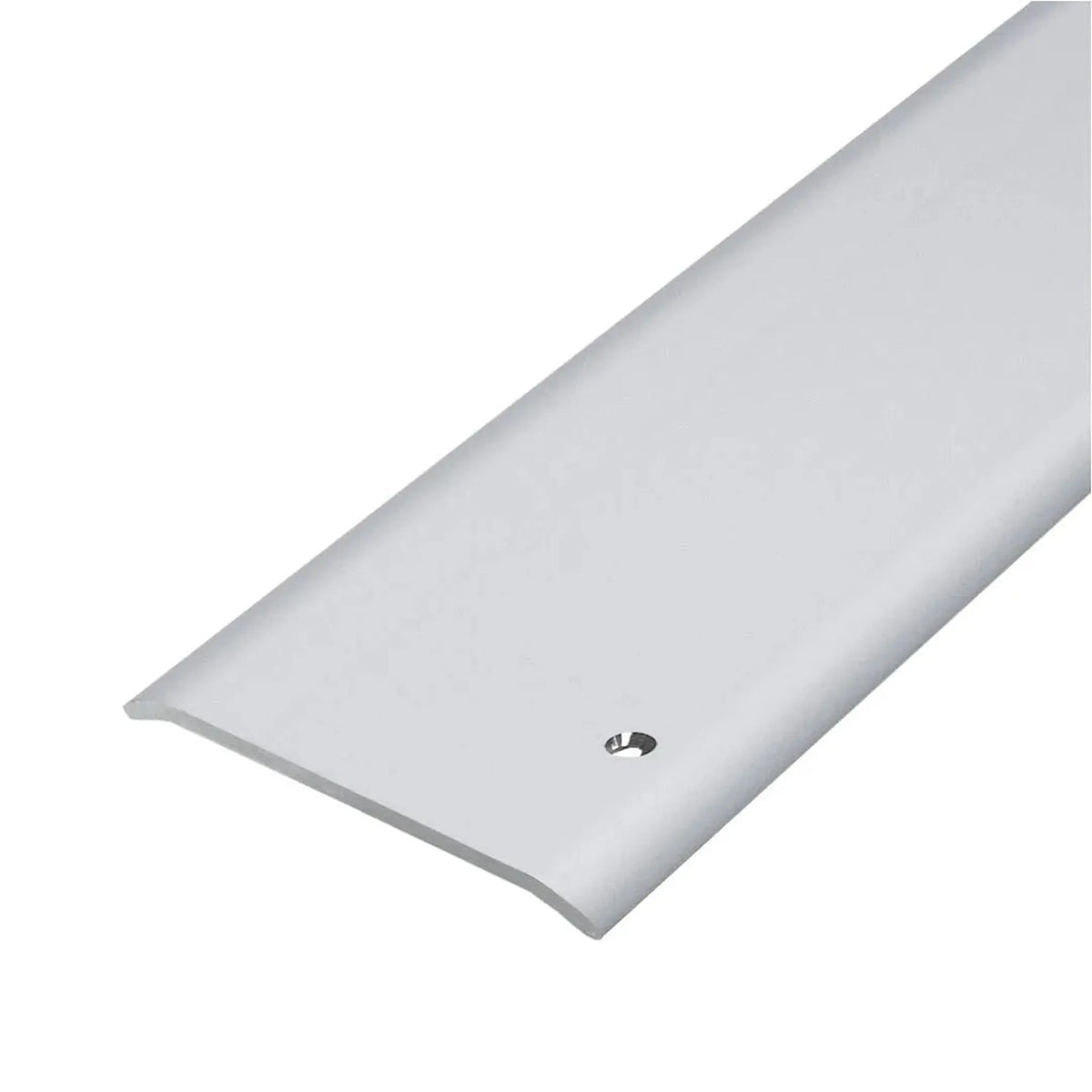 Detailed view of a silver cover profile with drill hole and smooth surface #A0002937 #A0002941