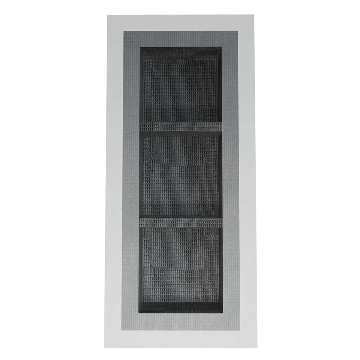 Widok z przodu wnęki ściennej pod płytki PRO 250 x 800 x 87 mm z włókniną uszczelniającą i dwiema półkami pośrednimi #A0005003