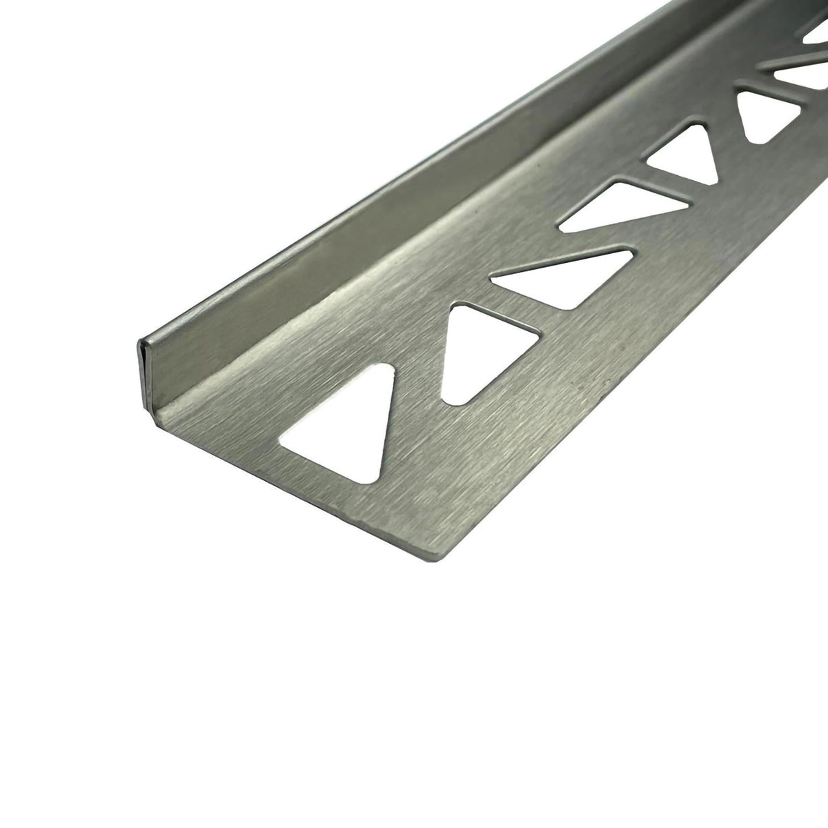 Detailaufnahme der Innenseite des rechten DURAL Gefällekeil Edelstahl mit dreieckiger Stanzung im Auflageschenkel und Schliffmuster #A0002331 #A0002335 #A0002334 #A0003895 #A0002336 #A0002337 #A0002338 #A0004144 #A0002339 #A0002340 #A0002341 #A0004145 #A0005201 #A0005202 #A0005203 #A0005204
