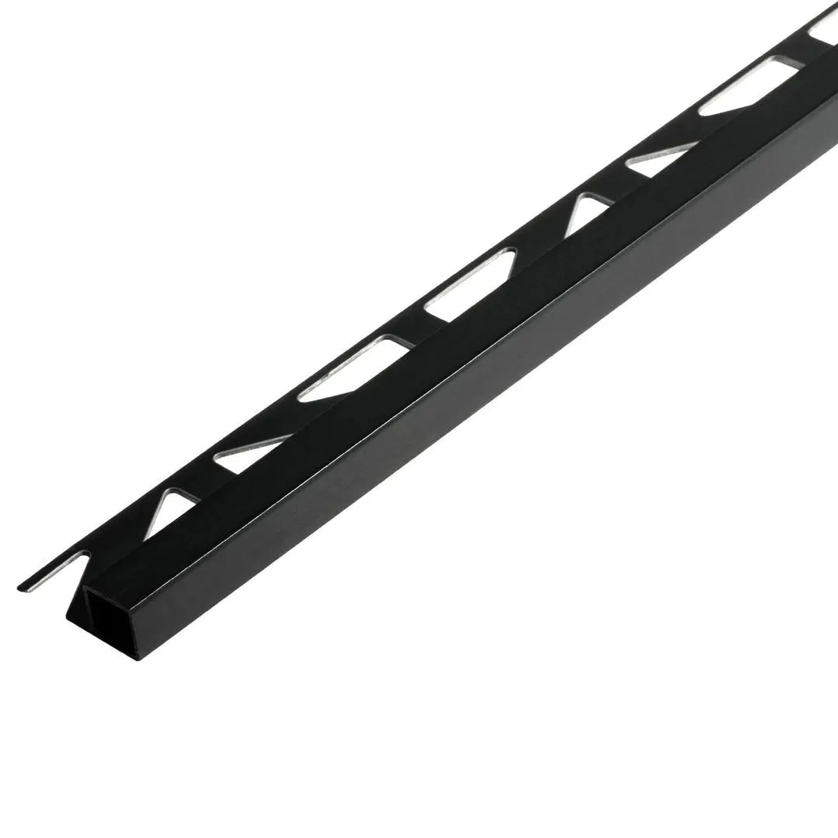 Detailed view of a black DURAL square profiles made of PVC with triangular punching on the support leg #A0004106
#A0004419
#A0004420