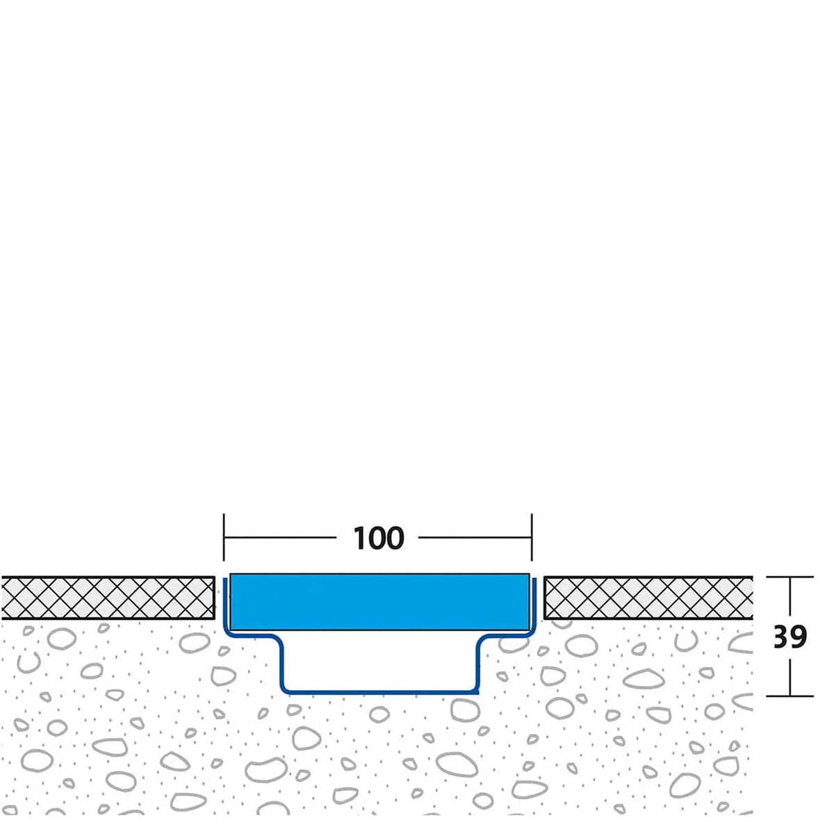 Technical drawing of the installed DW drainage channel 100 mm #A0005121
#A0005125