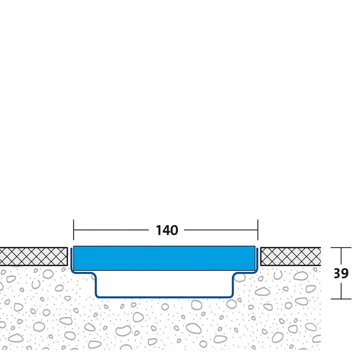 Technical drawing of the installed DW drainage channel 140 mm #A0005122
#A0005126