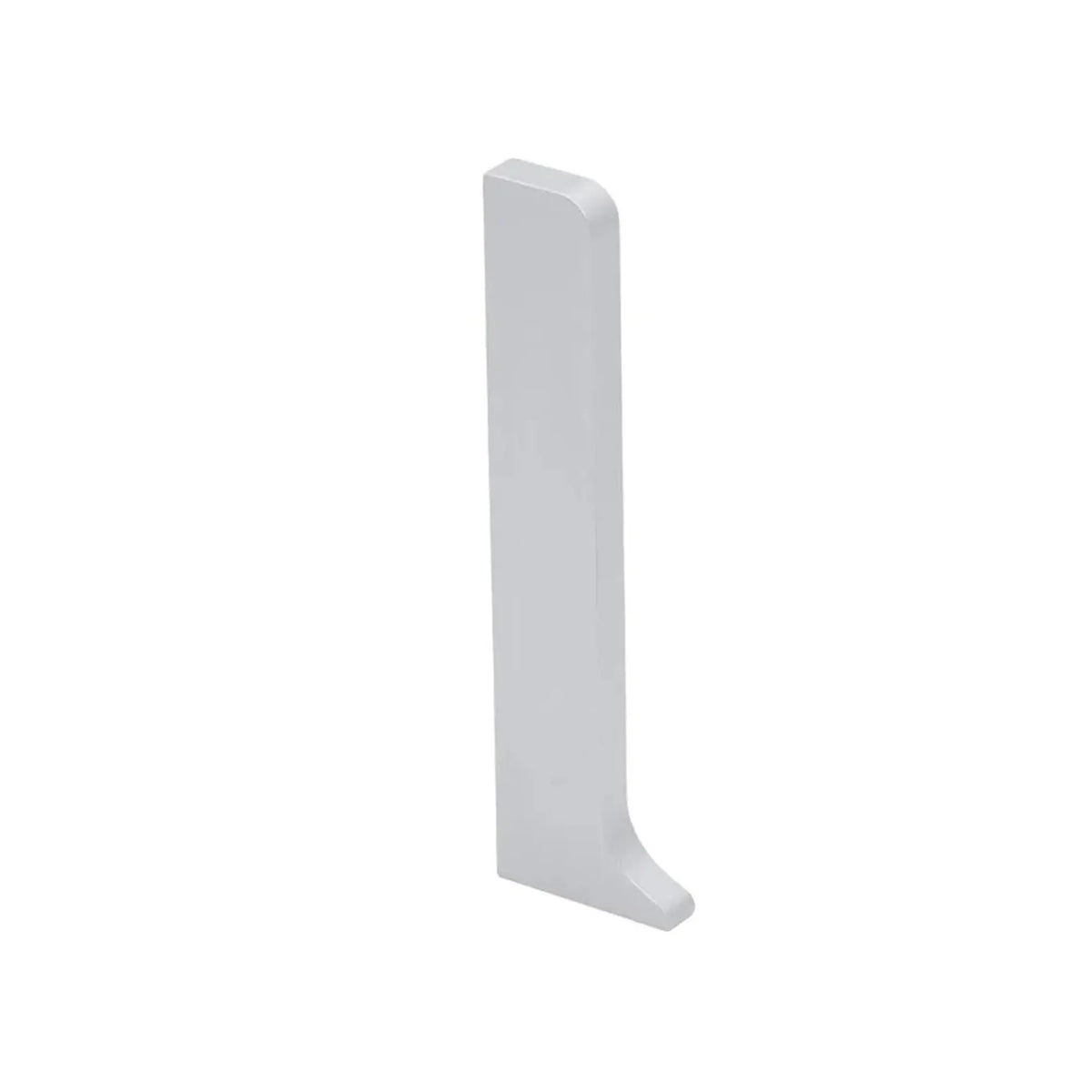 Close-up of the silver anodised left end cap for skirting board Reno #A0002799