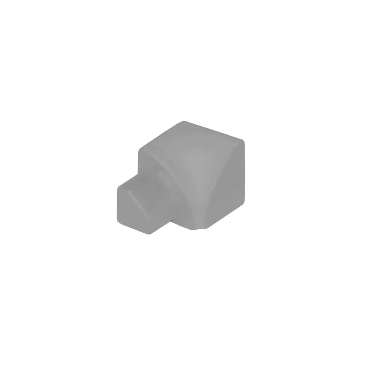 Gros plan d'un angle intérieur DURAL arrondi pour le profilé en quart de cercle en aluminium gris béton.