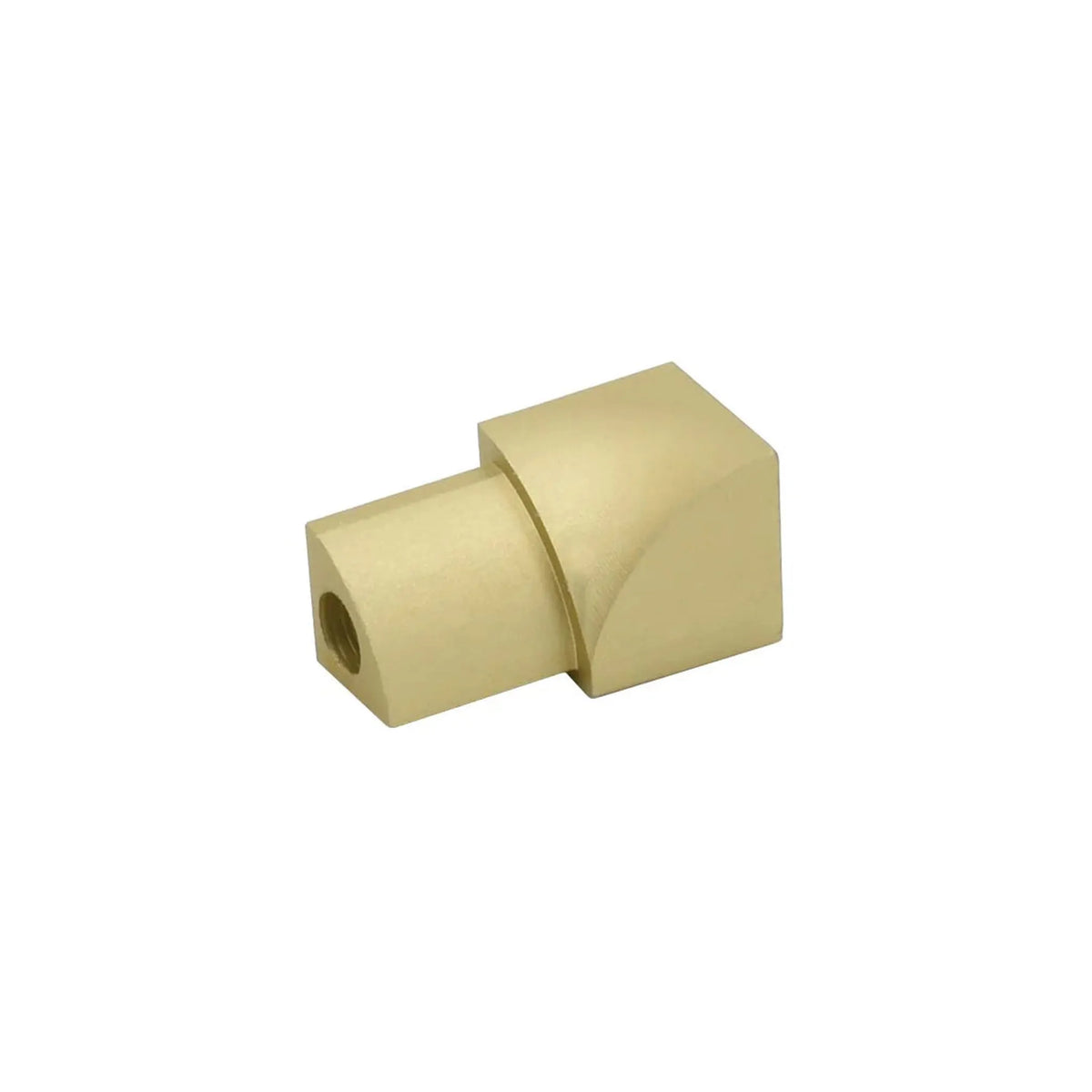 Gros plan d'un angle intérieur doré anodisé pour profilés en quart de cercle en aluminium #A0002162 #A0003217