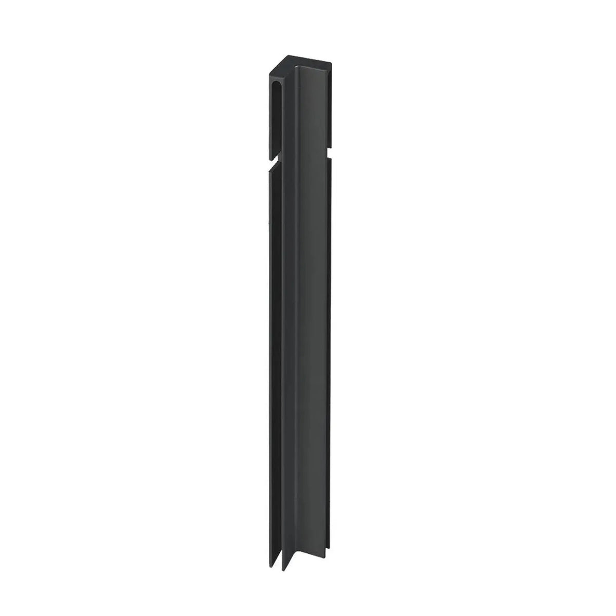 Detailansicht der schwarzen 120 mm Innenecke Balkonwinkelprofil T-Form #A0003223