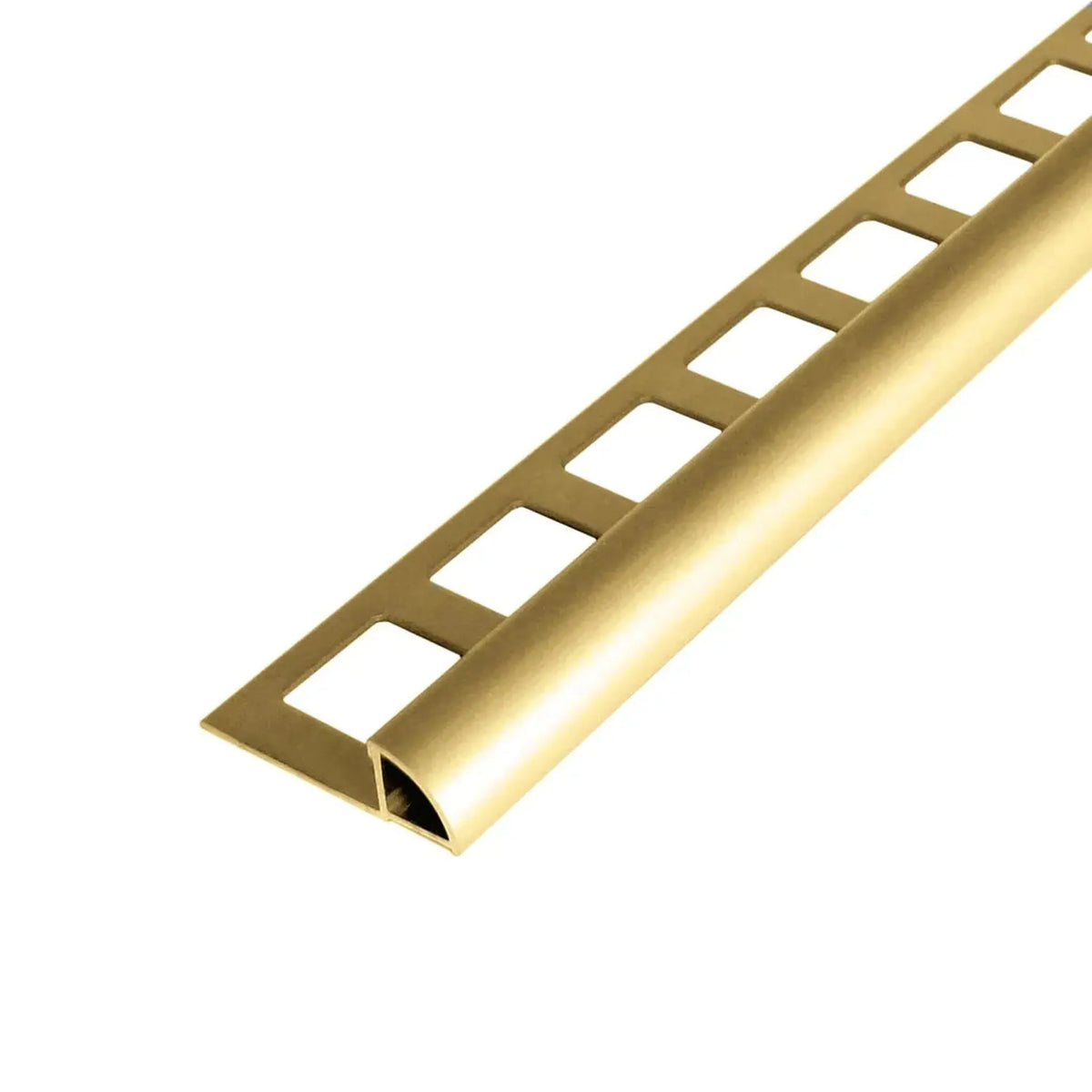 Zamknięty profil ćwierćokrągły aluminiowy anodyzowany na złoto z matowym wykończeniem i perforacją kwadratową #A0001169 #A0001217