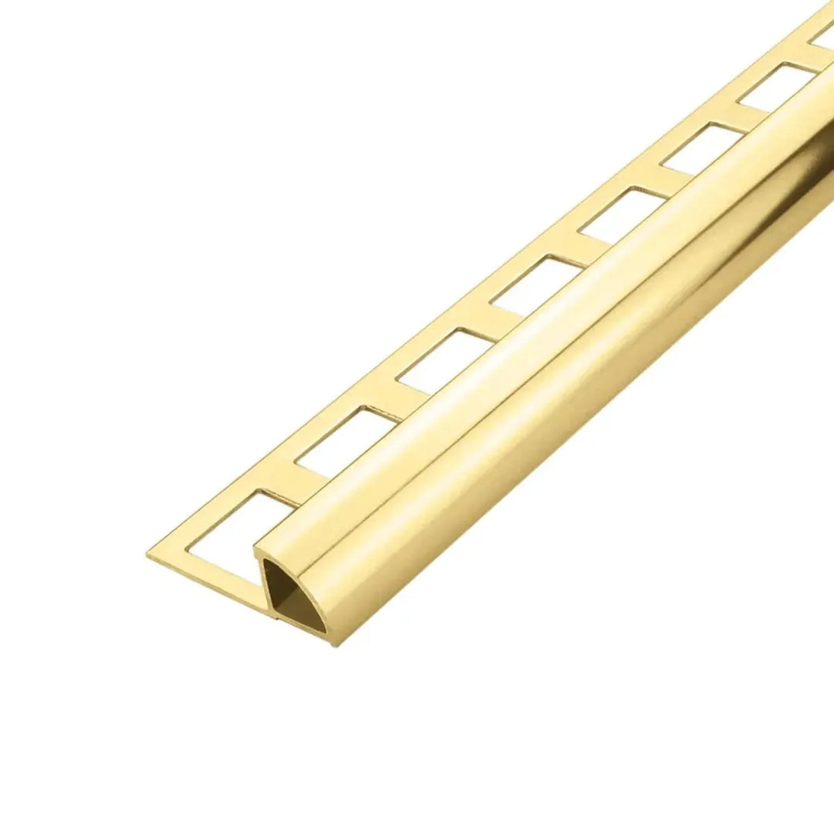 Zamknięty profil ćwierćokrągły aluminiowy anodyzowany na złoto z wysokim połyskiem i perforacją kwadratową #A0001192