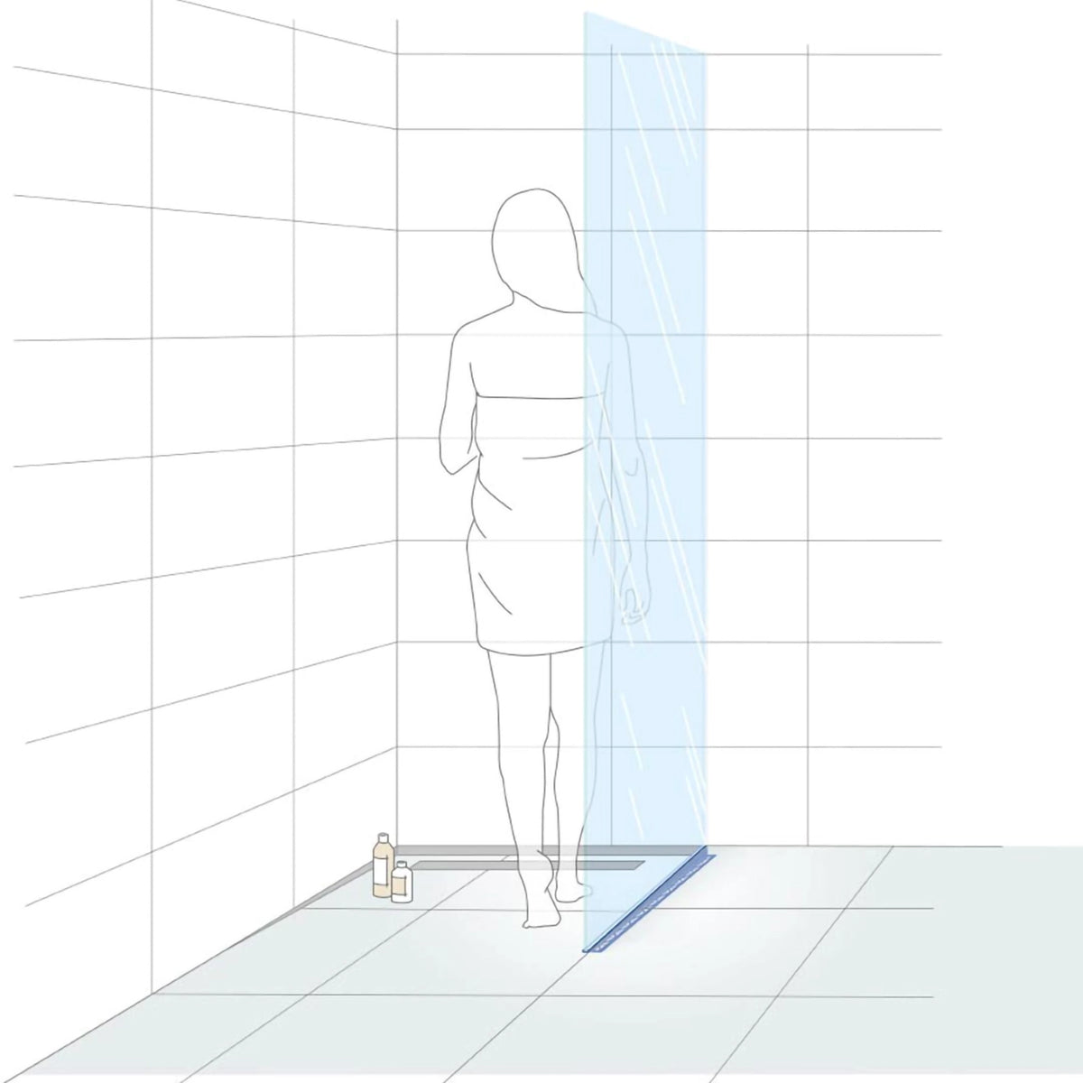 Illustration of an installed right DURAL slope wedge glass mount with woman in shower #A0002773
#A0002775
#A0002777
#A0002906