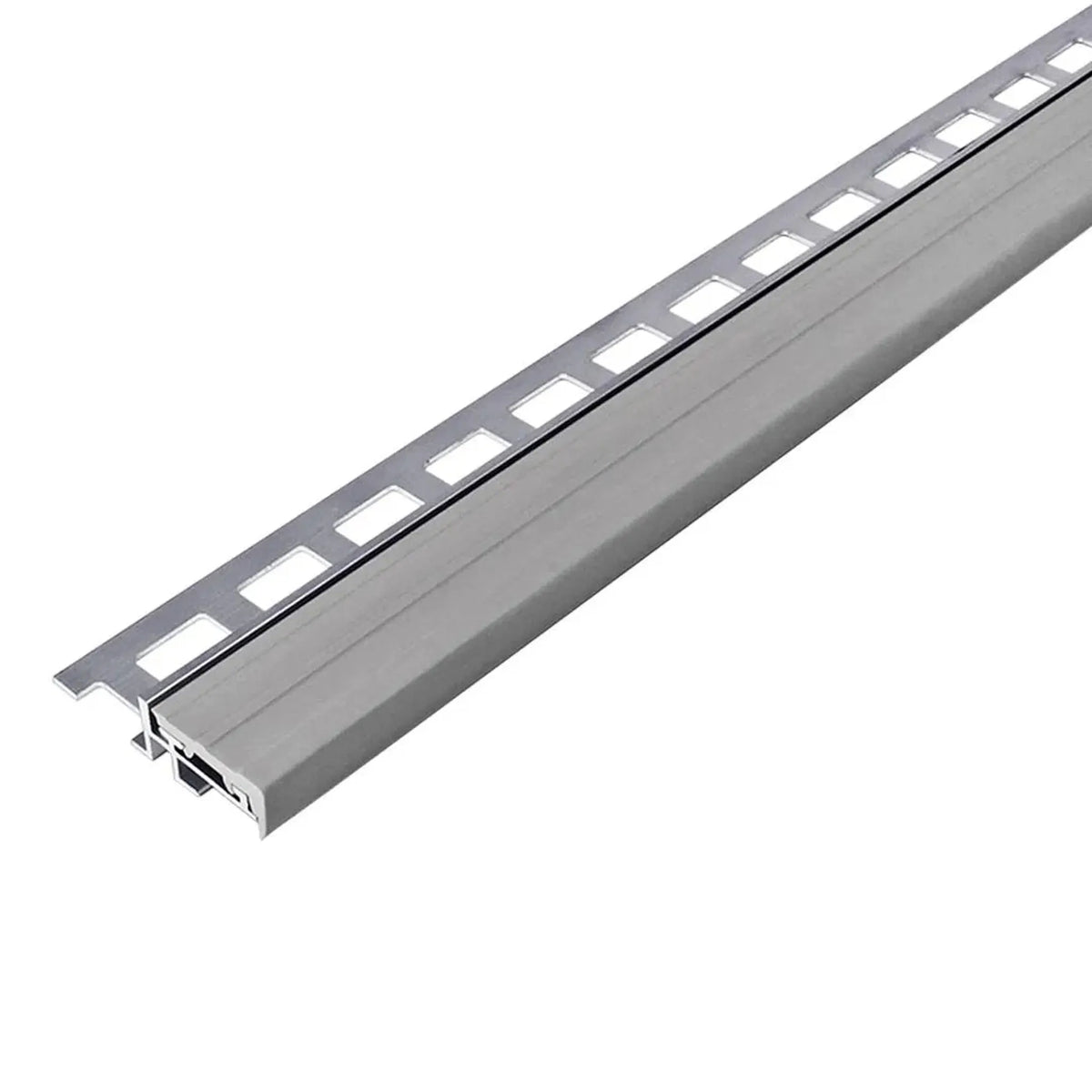Close-up trapprofiel met smalle rubberinlage in grijs #A0001745 #A0001749