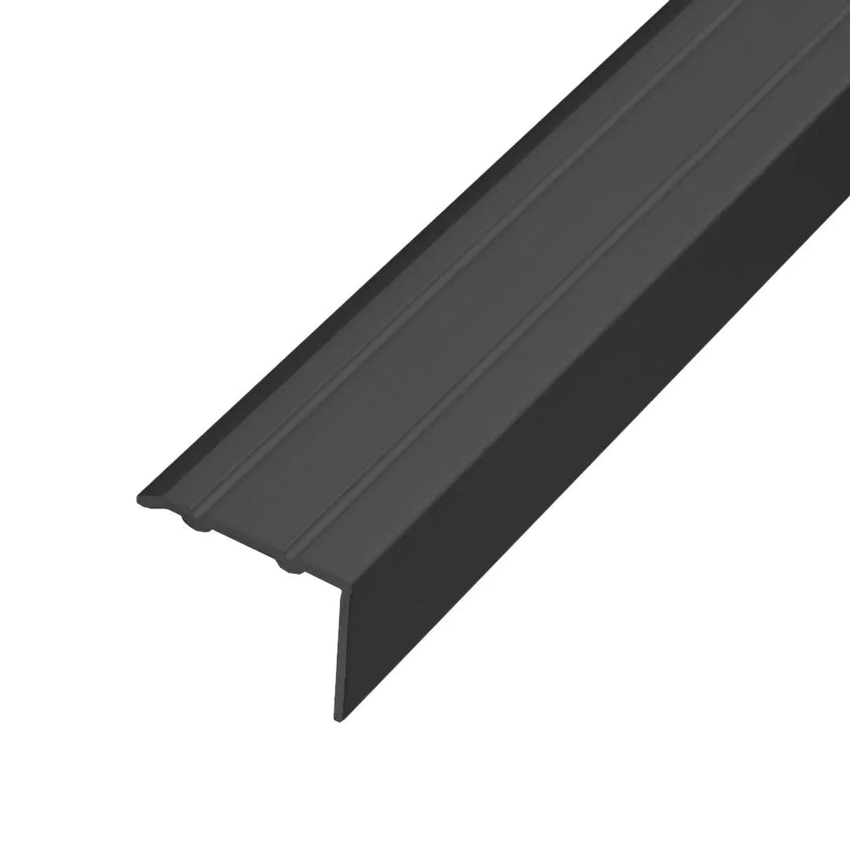 Step profile made of aluminium matt black in L-shape with grooved surface #A0005115 #A0005116
