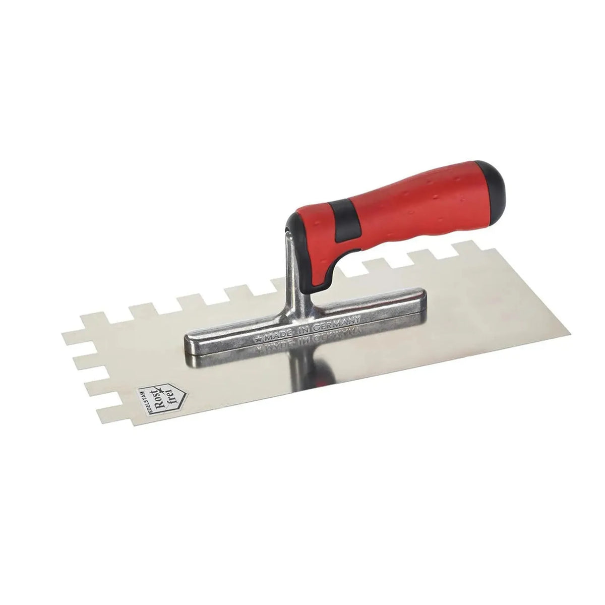 Tandspaan met rode kunststof greep en 15 x 15 mm vertanding #A0003037