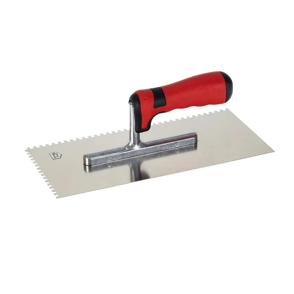 Tandspaan met rode kunststof greep en 4 x 4 mm vertanding #A0003028