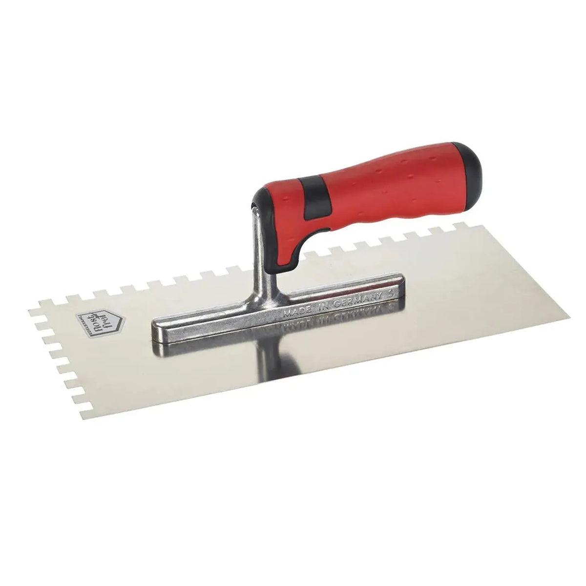 Tandspaan met rode kunststof greep en 8 x 8 mm vertanding #A0003031