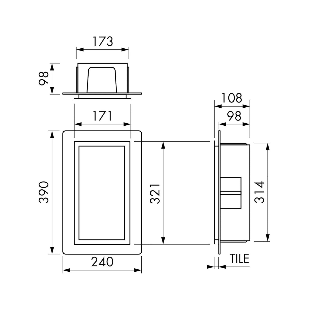 Wandnische aus Edelstahl technische Zeichnung 150x300 mm
#A0005355
#A0005356
#A0005357
#FR0005355
#FR0005356
#FR0005357