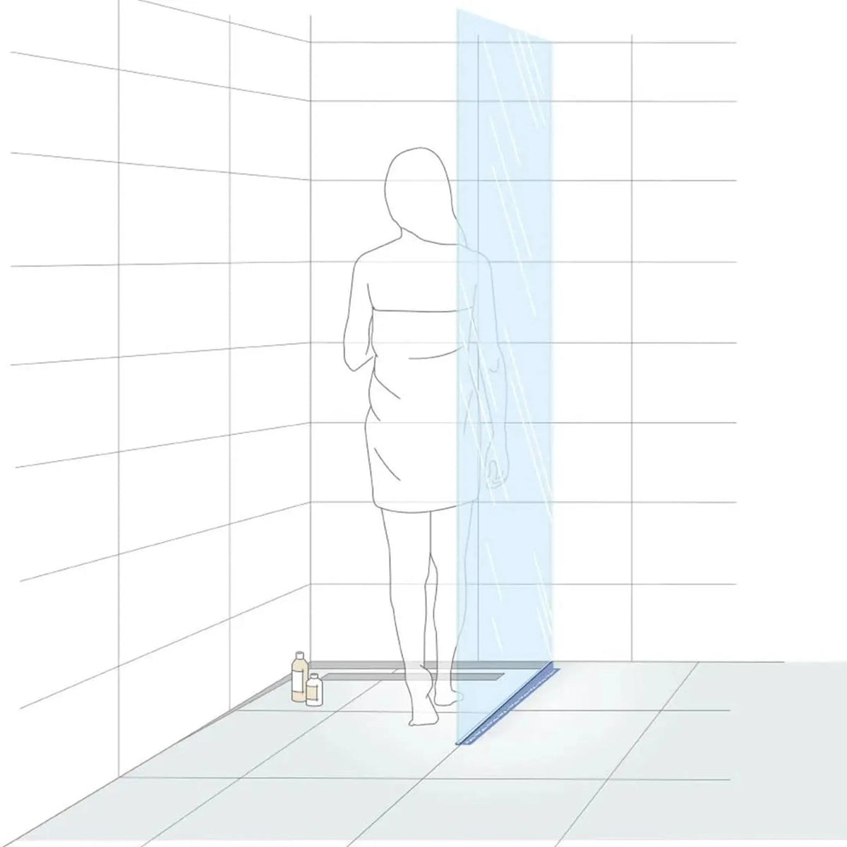 Cale de pente pour la prise de verre, page de droite Illustration avec femme dessinée dans la douche #FR0002773
#FR0002775
#FR0002777
#FR0002906