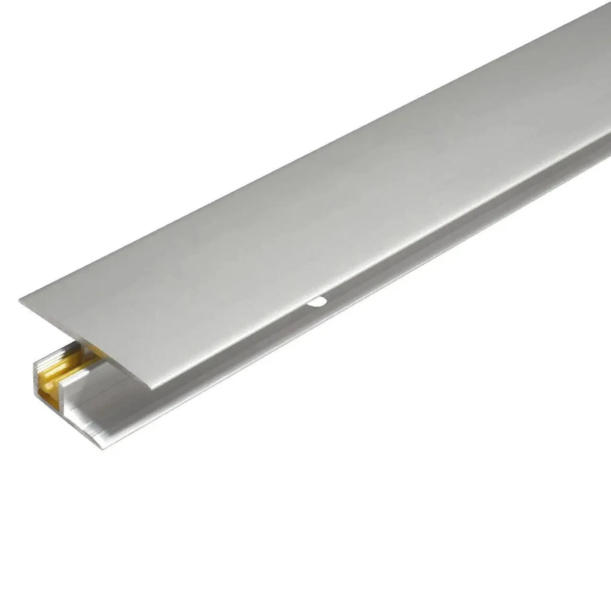 Vue détaillée du profilé de transition anodisé argenté CLIP. profilé de sol, clip jaune et profilé supérieur #FR0003672
#FR0003673