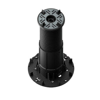 Pedestal Flexibal Pro L fully extended made of black PVC with self-levelling pedestal head for 4mm joint widths. #A0005225 #A0005226