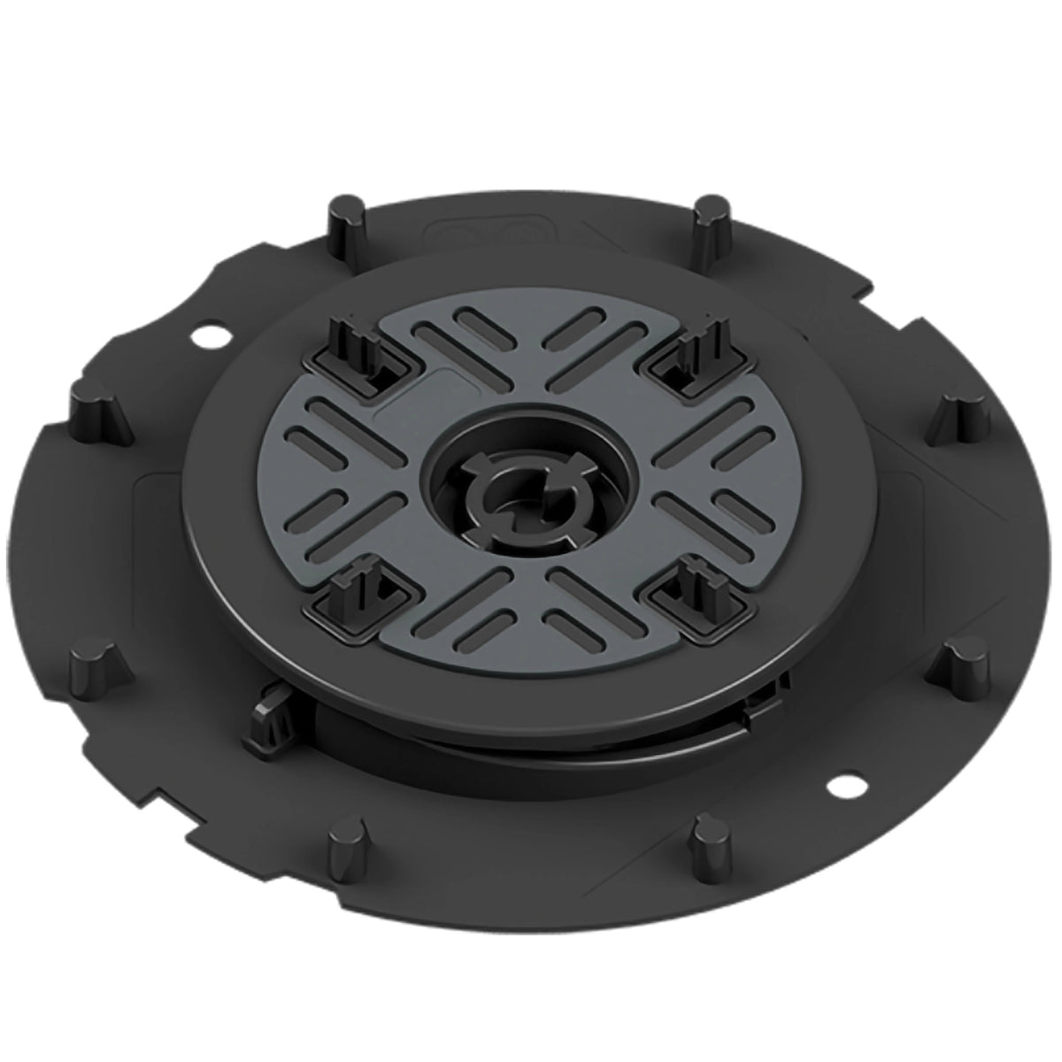 Pedestal Flexibal Pro M made of black PVC with self-levelling pedestal head for 4mm joint widths. #A0005229 #A0005230
