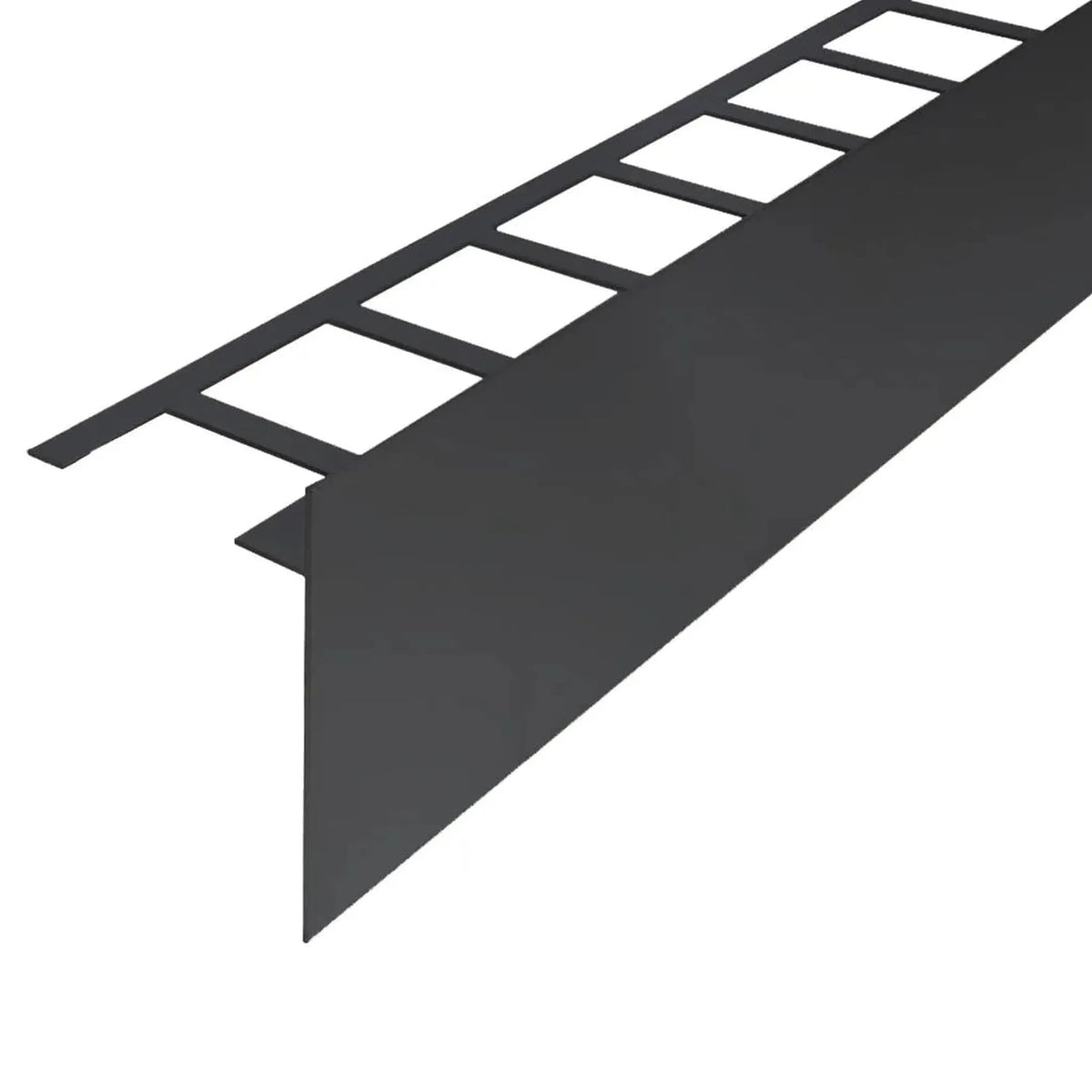 Detailed view of the anthracite coated balcony angle profile T-shape with 120 mm panel height #A0003225