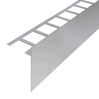 Detailed view of the silver anodised balcony angle profile T-shape with 120 mm panel height #A0003285