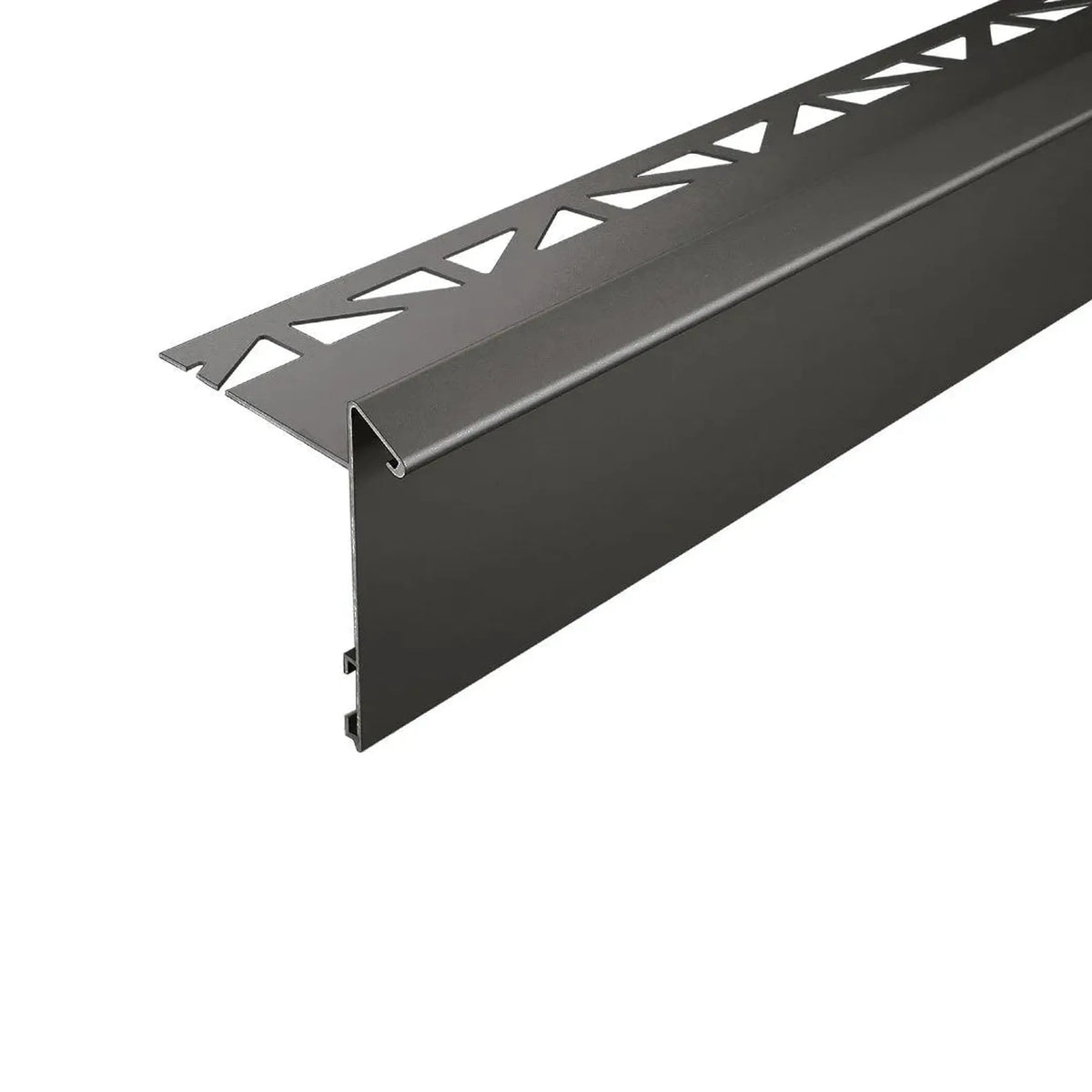 Detailed view of the anthracite balcony angle profile with drip edge. panel height 60 mm #A0003304 #A0003305 #A0003307 #A0005367
