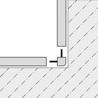 Two-dimensional drawing from above. Ecke skirting board Square is as inside corner verwendet