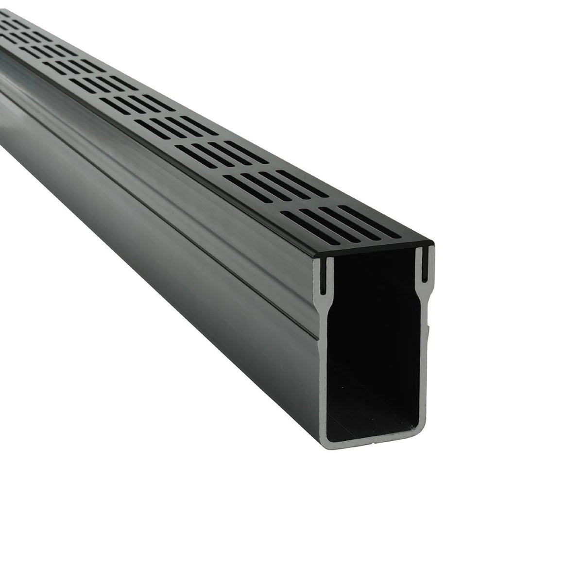 Tall and narrow drainage channel UD Pro 65 with black grate and black channel body #A0003398 #A0003400