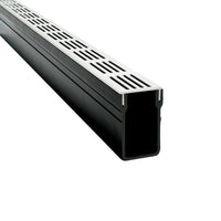 Tall and narrow drainage channel UD Pro 65 with silver grate and black channel body #A0003395 #A0003399