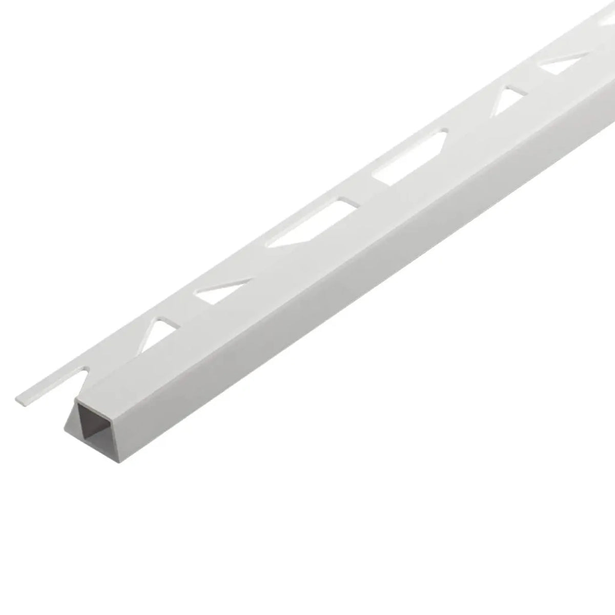 Detailed view of a white DURAL square profiles made of PVC with triangular punching on the support leg #A0004422
#A0004423
#A0004424