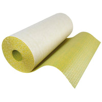 Partially rolled-up, yellow DURAL decoupling mat CI++ with fabric structure