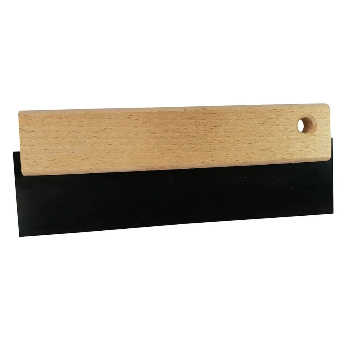Schwarzes Fugengummi mit einseitig gelochtem Holzgriff