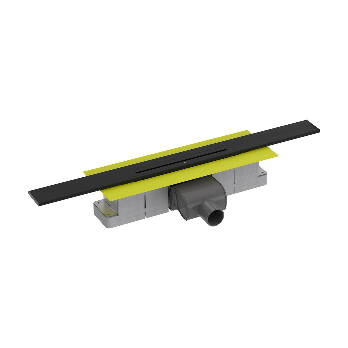 Kürzbares Duschrinnen Komplettset für den Wandanschluss mit einem schwarzem Rost und 101mm Einbauhöhe. #A0005339
#A0005345
#A0005351

