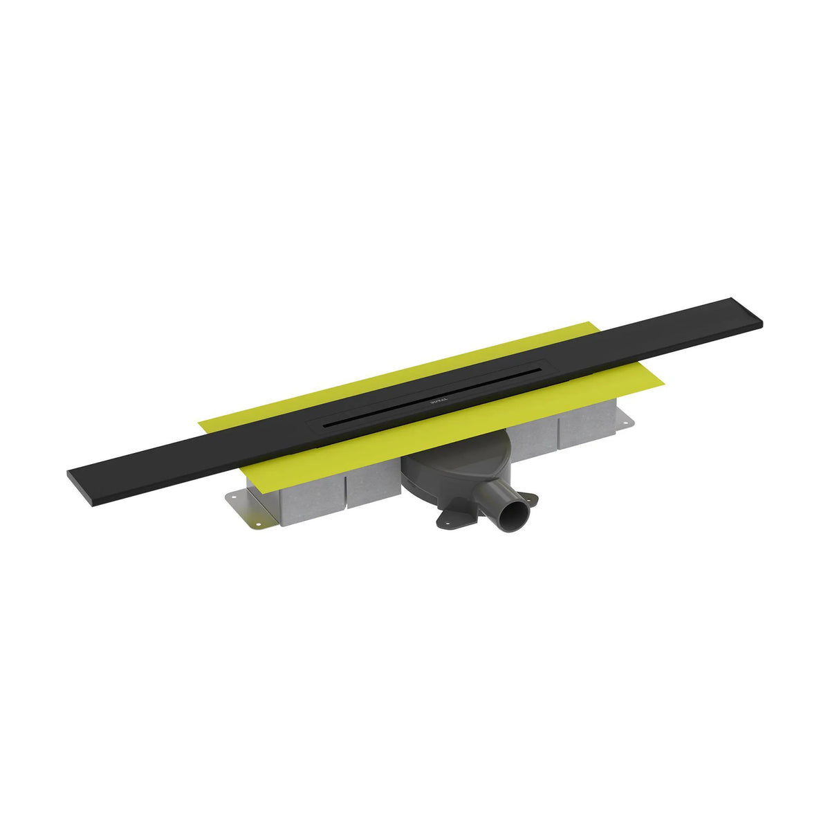 Kürzbares Duschrinnen Komplettset für den Wandanschluss mit einem schwarzem Rost und 71mm Einbauhöhe. #A0005336
#A0005342
#A0005348
