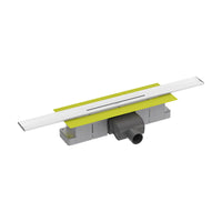Kürzbares Duschrinnen Komplettset für den Wandanschluss mit einem weißem Rost und 101mm Einbauhöhe. 
#A0005340
#A0005346
#A0005352
#A0005334
#A0005328
#A0005322