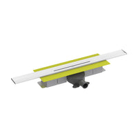 Kürzbares Duschrinnen Komplettset für den Wandanschluss mit einem weißem Rost und 71mm Einbauhöhe. 
#A0005337
#A0005343
#A0005349


