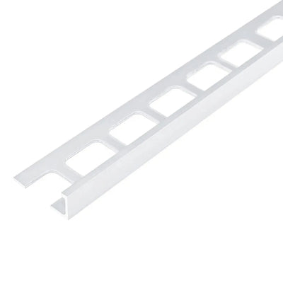 Aluminium straight edge tile trim white