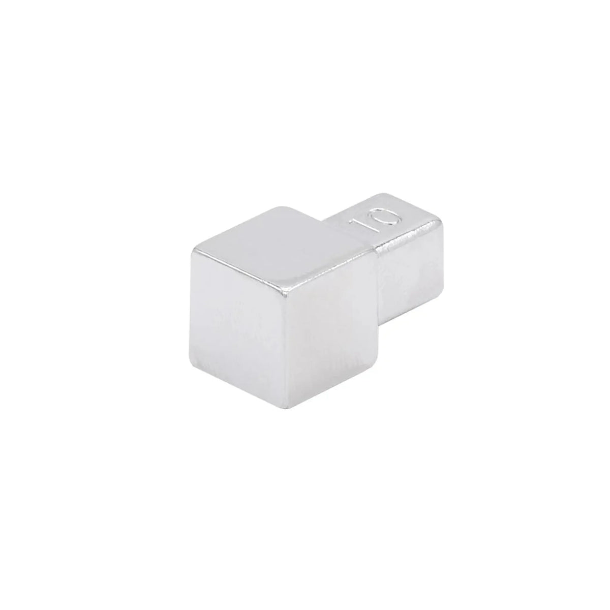 Nahaufnahme eines Eckstücks für Quadratprofile silber glänzend #A0004224 #A0004228 #A0004231