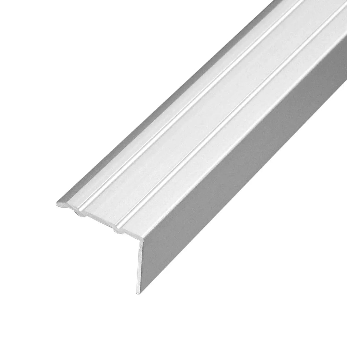 Step profile made of aluminium silver matt in L-shape with grooved surface #A0005107 #A0005109