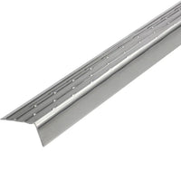 Close-up view L-shaped stair tread profile stainless steel for retrofitting with slightly grooved upper edge