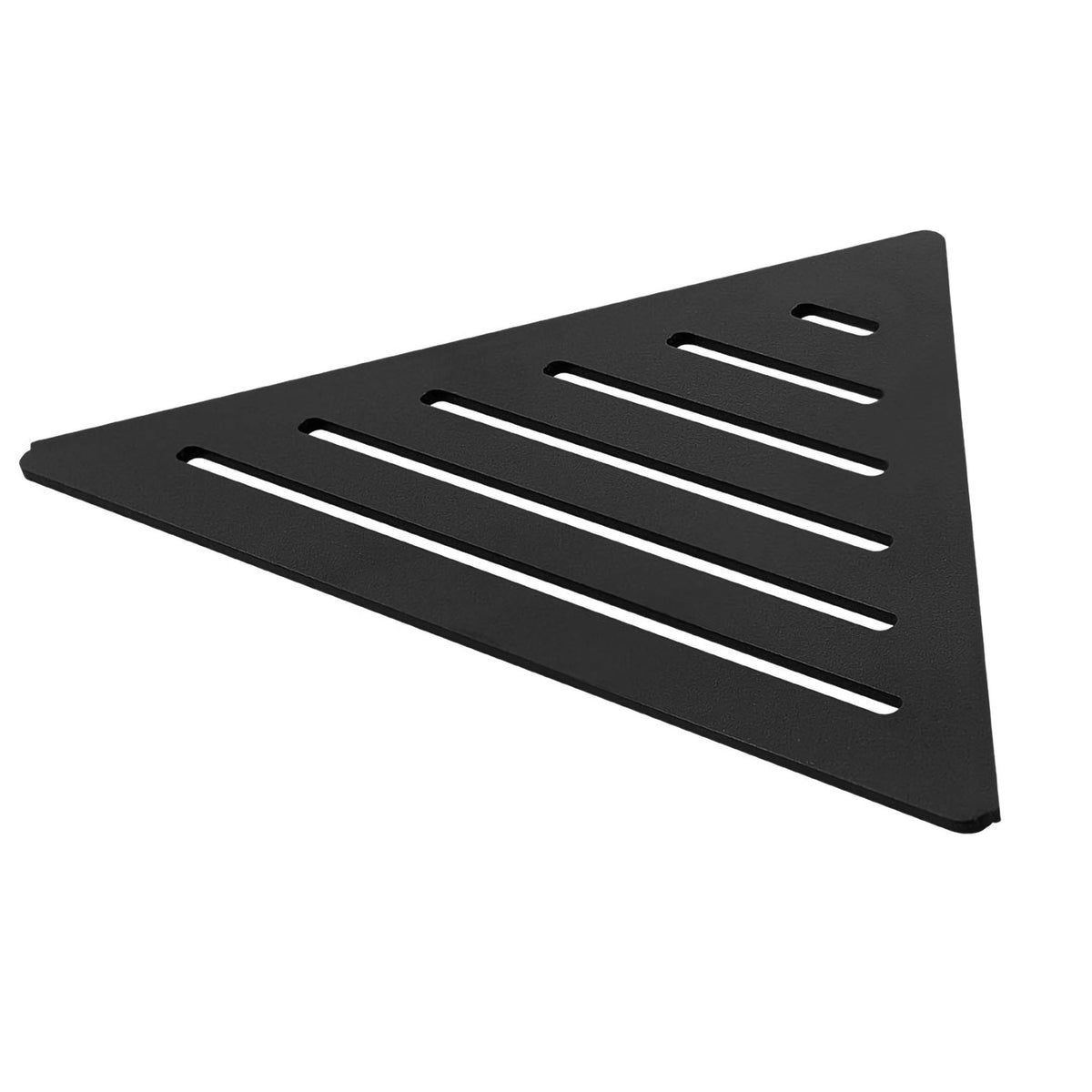 Image détaillée de la tablette d'angle triangulaire TI-SHELF noire en aluminium avec motif Line #A0004296